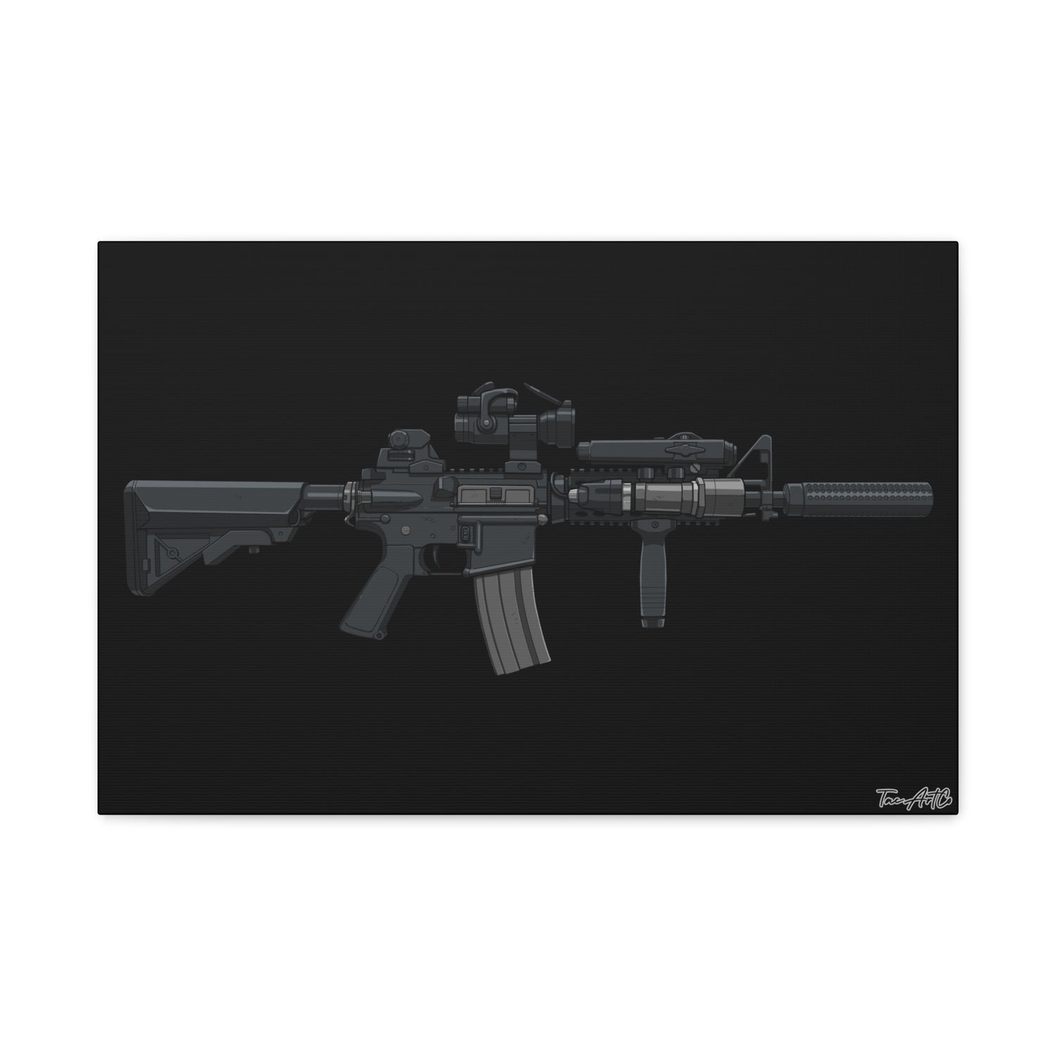 MK18 Mod 0 – CQBR Canvas Print (Black Background)