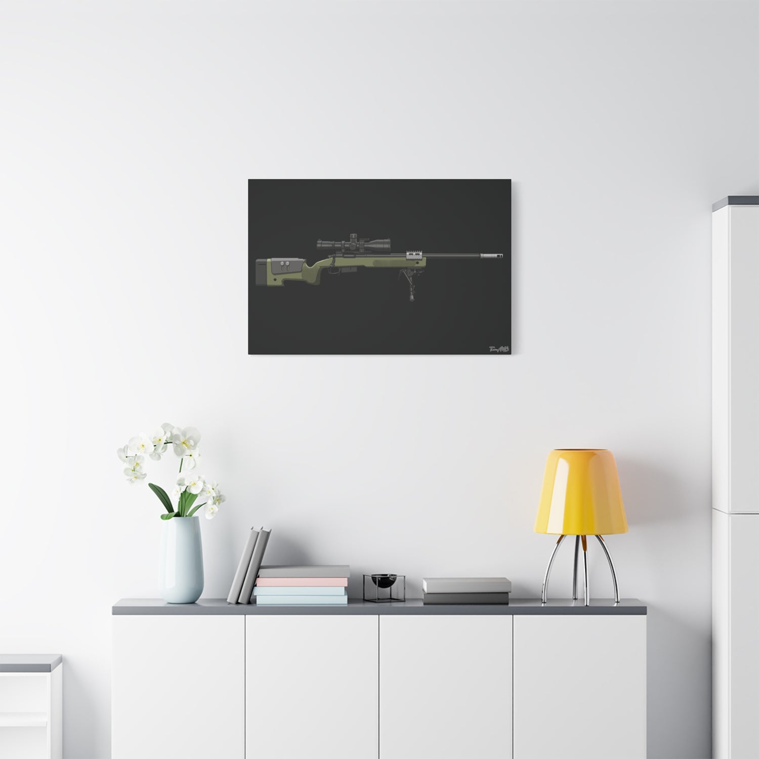M40A5 Sniper Rifle – Canvas Print (Black Background)