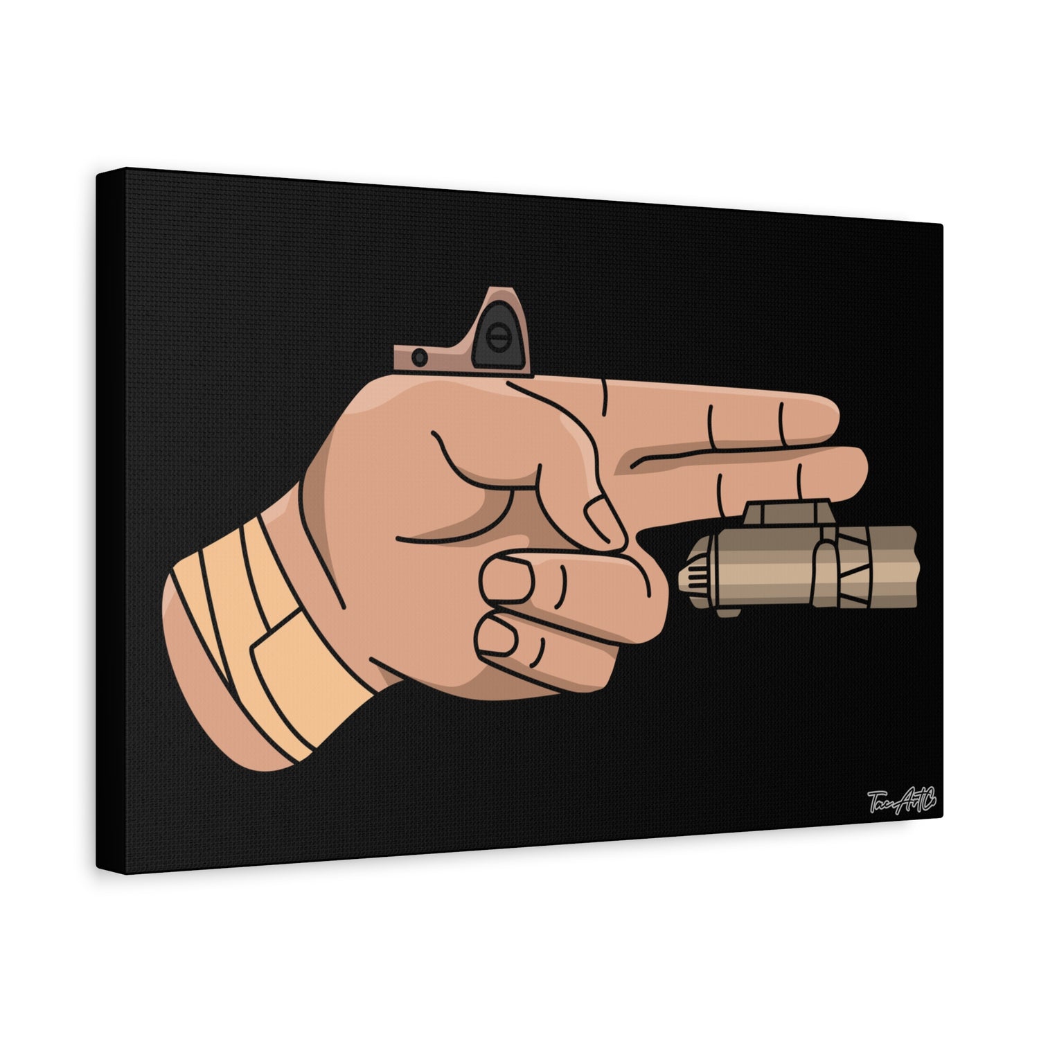 Finger Gun v1 - Canvas Print (Black Background)