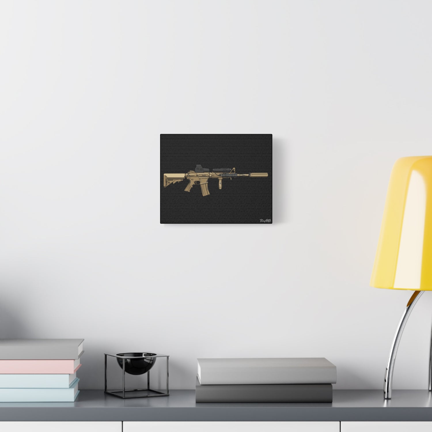 M4A1 Block 1 (Mod1) - Canvas Print (Black Background)