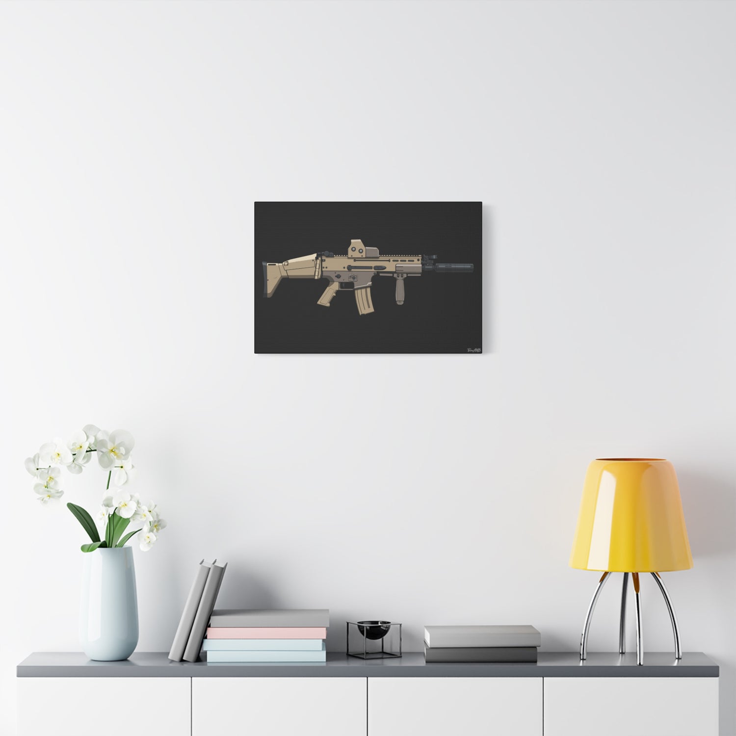 FN SCAR-L Short Barrel – Canvas Print (Black Background)