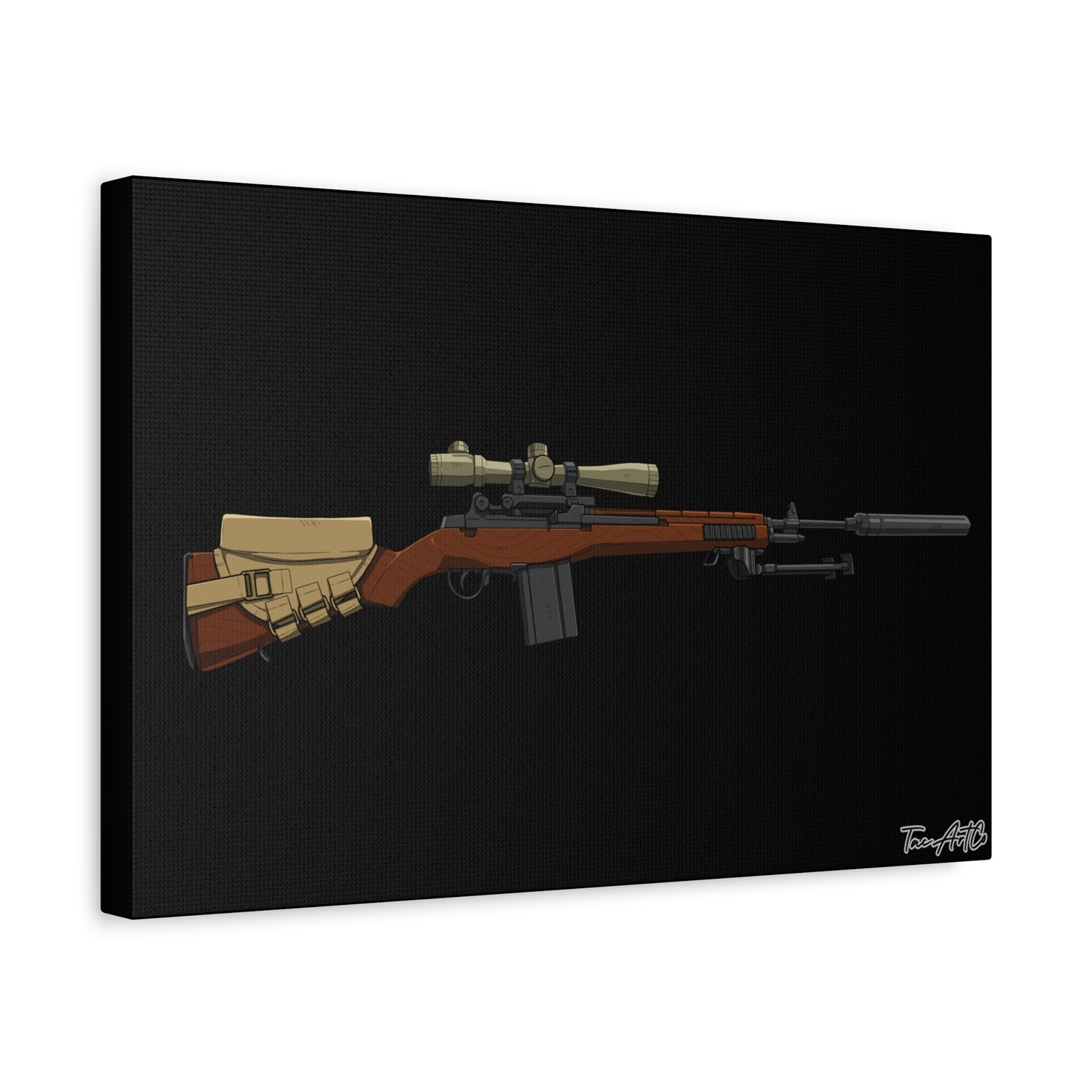 Classic M14 Rifle – Canvas Print (Black Background)