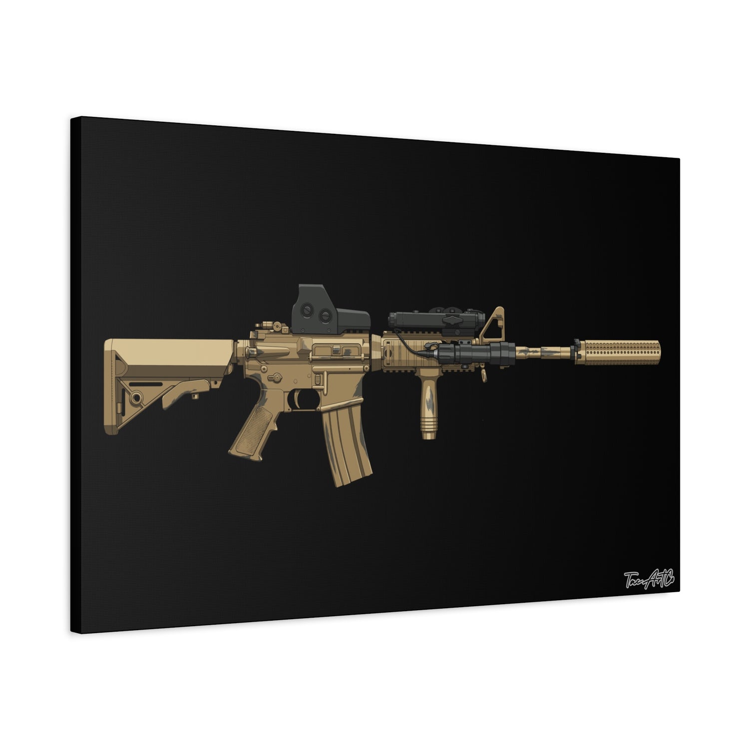 M4A1 Block 1 (Mod1) - Canvas Print (Black Background)