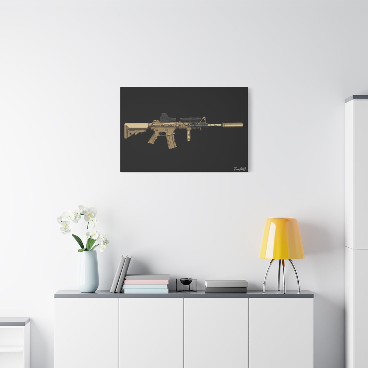 M4A1 Block 1 (Mod1) - Canvas Print (Black Background)