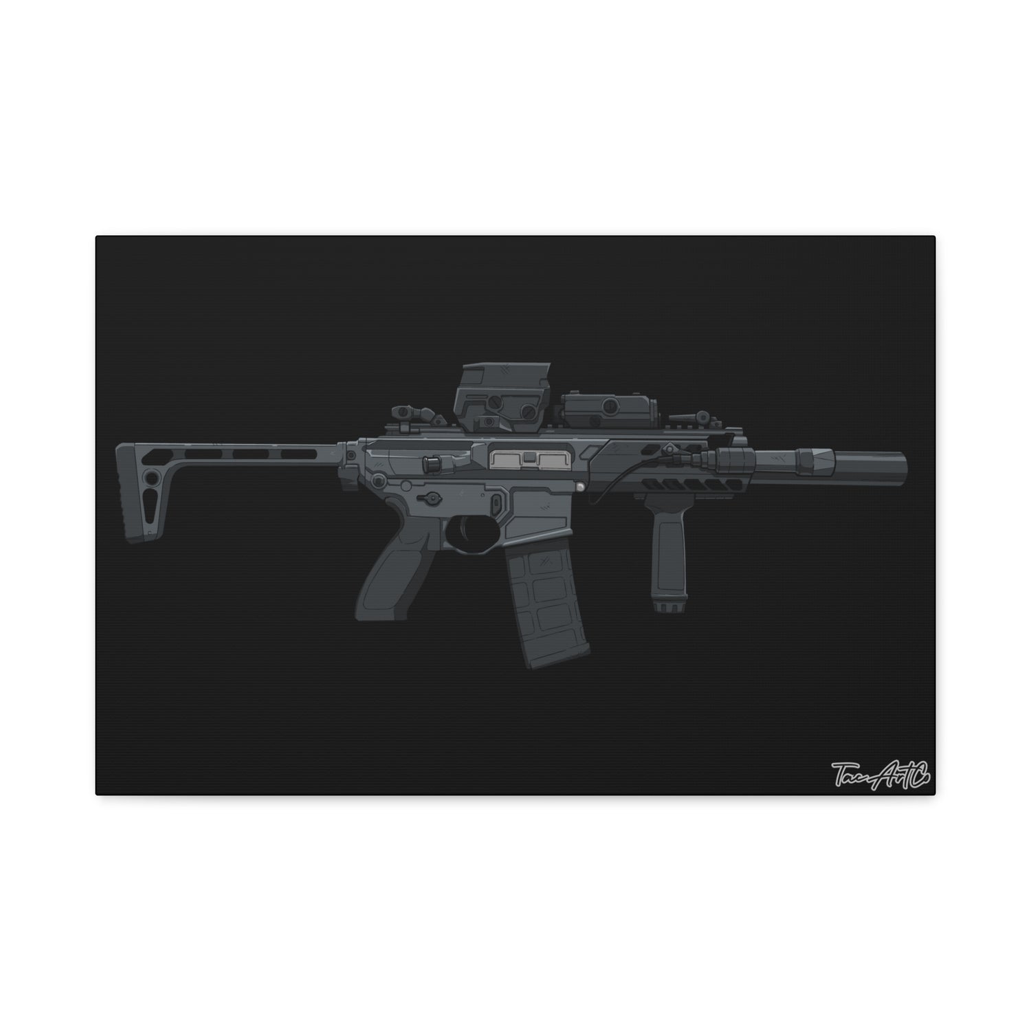 SIG MCX – Compact Rifle Canvas Print (Black Background)