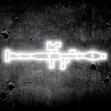 Neon light shaped like a weapon on a textured dark background