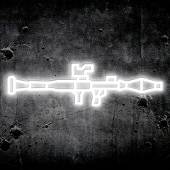 Neon light shaped like a weapon on a textured dark background