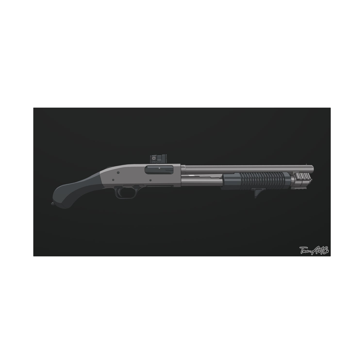 Shorty Mossberg 590A1 – Canvas Print (Black Background)