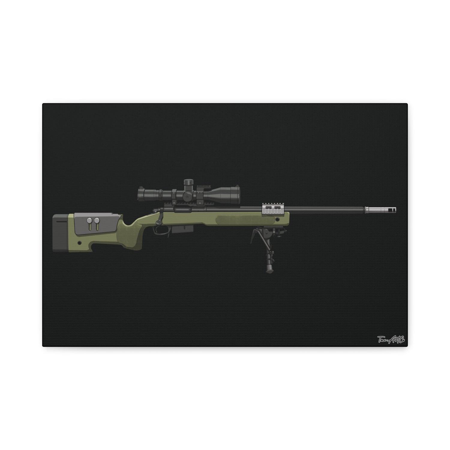 M40A5 Sniper Rifle – Canvas Print (Black Background)
