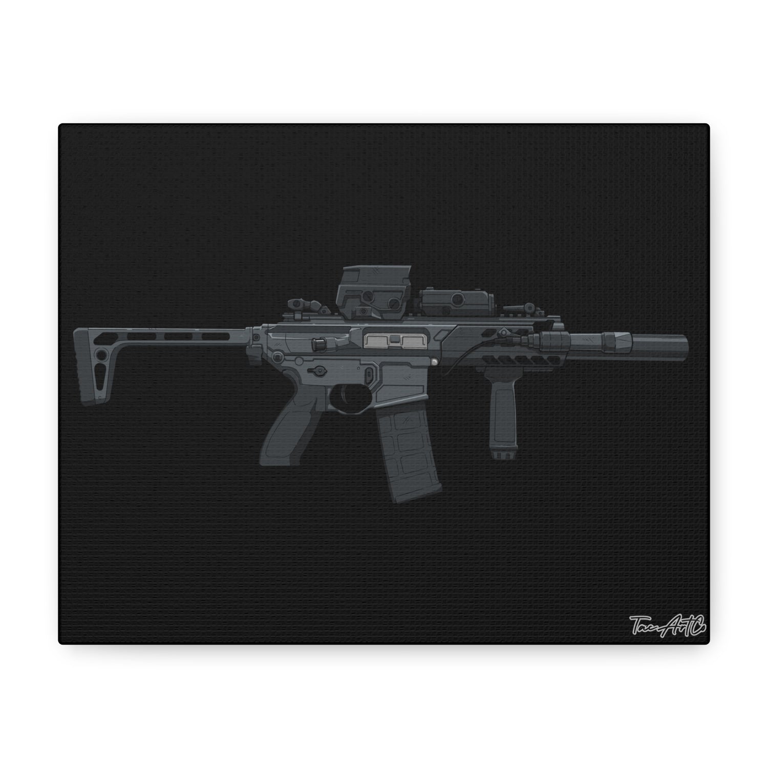 SIG MCX – Compact Rifle Canvas Print (Black Background)