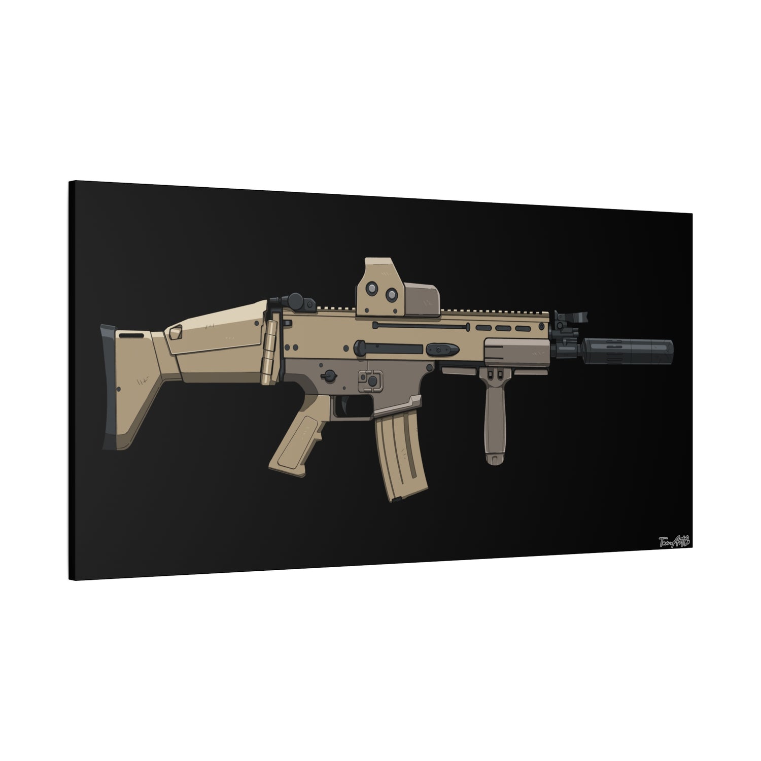 FN SCAR-L Short Barrel – Canvas Print (Black Background)