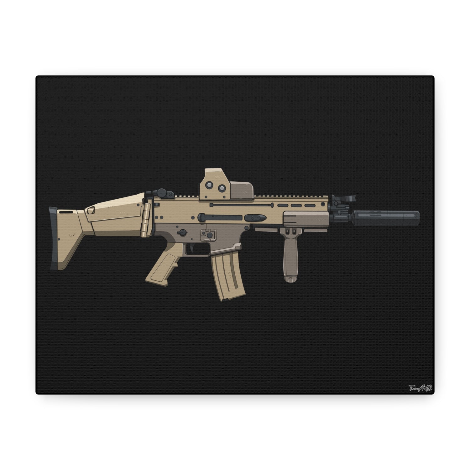 FN SCAR-L Short Barrel – Canvas Print (Black Background)