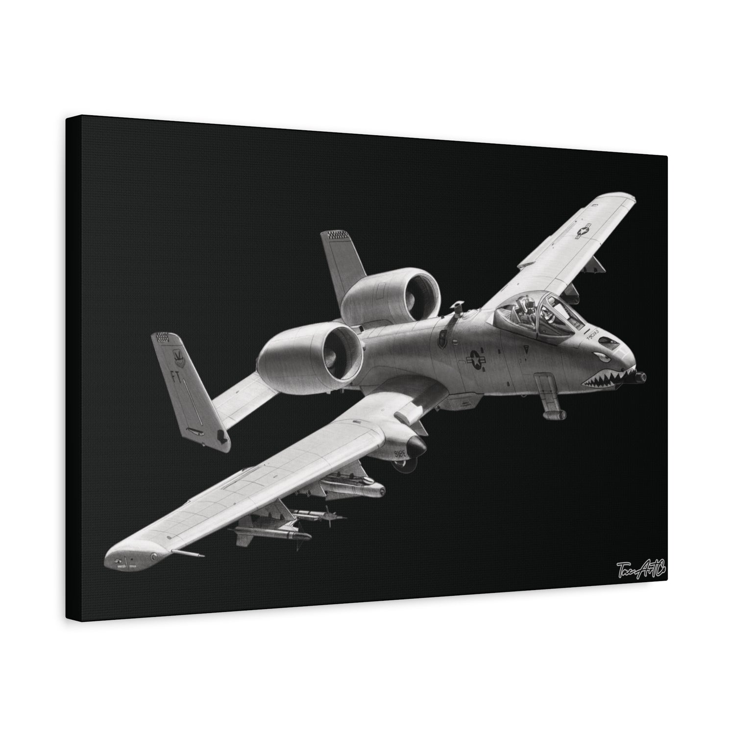 A-10 Warthog – Canvas Print (Black Background)