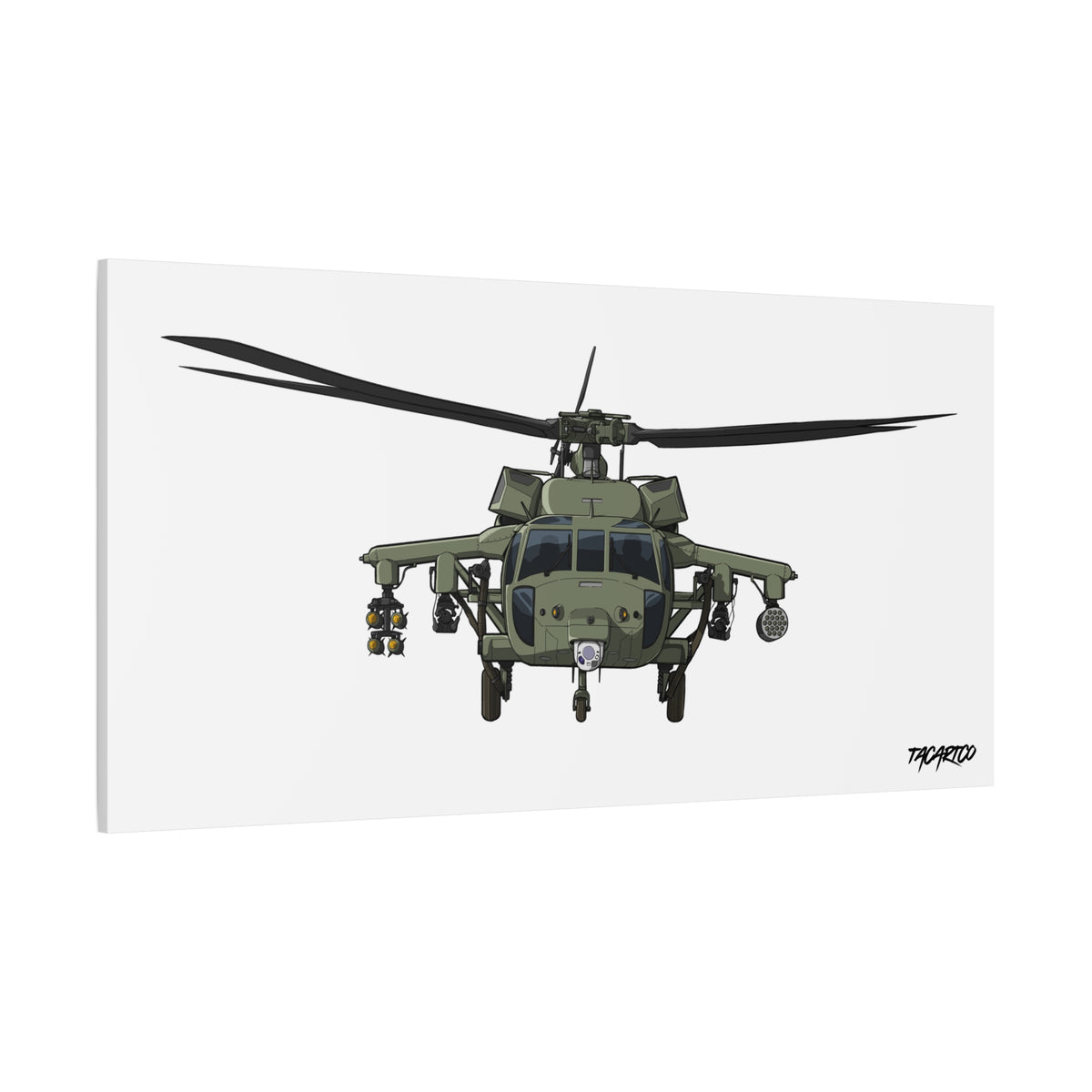 Black Hawk Helicopter - Canvas Print (White Background)