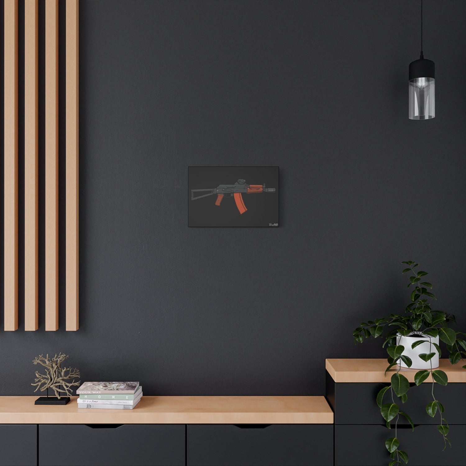 AKS-74U Krinkov – Shorty AK Rifle Canvas Print (Black Background)