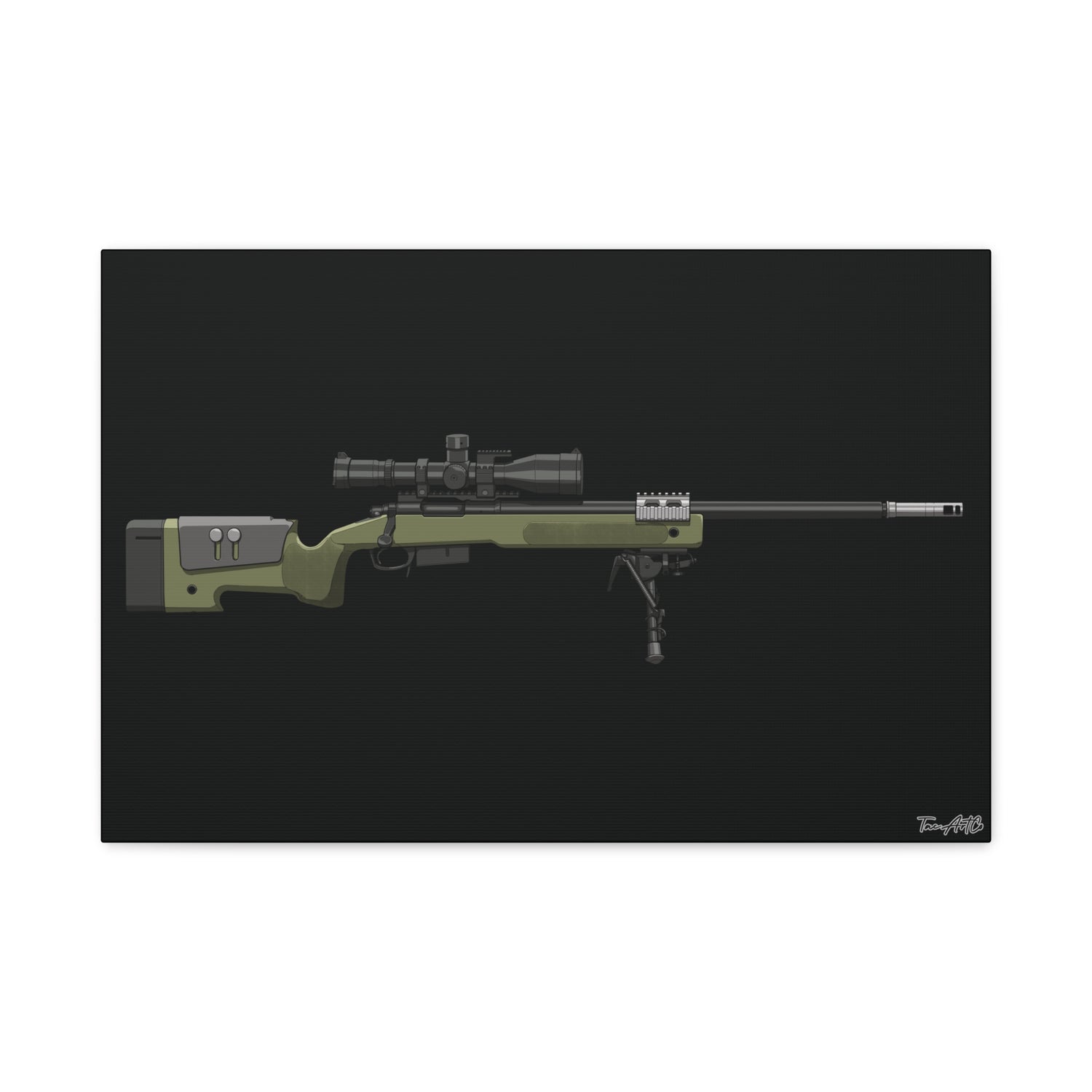 M40A5 Sniper Rifle – Canvas Print (Black Background)