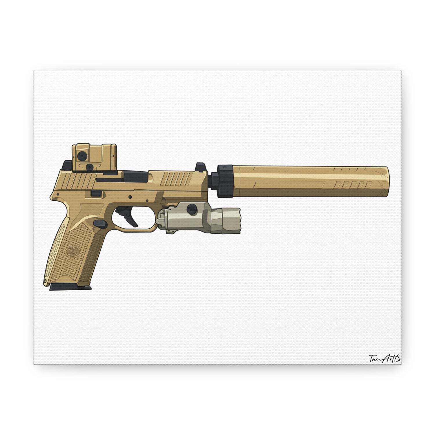 FN 509 Tactical – Suppressed Pistol Canvas Print