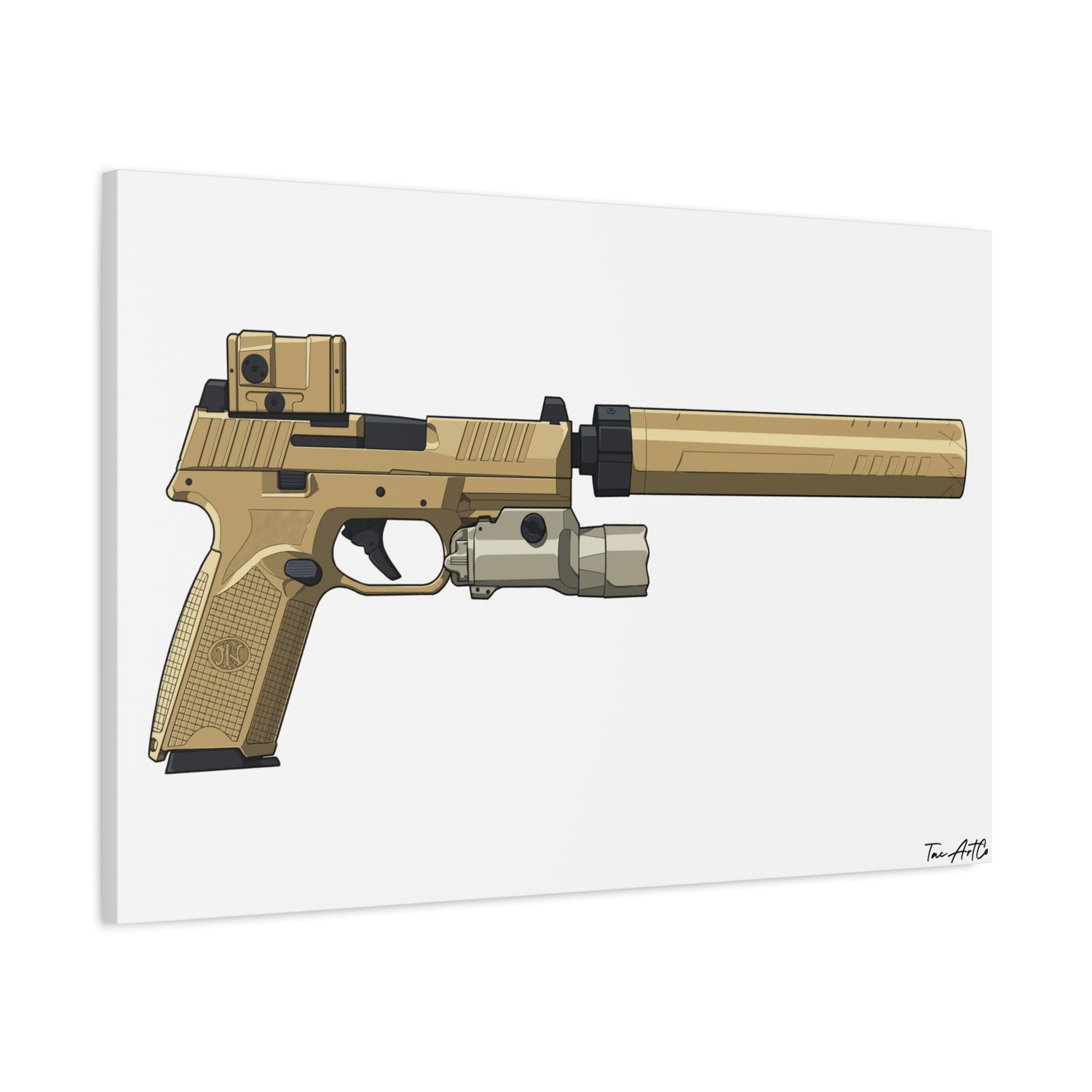 FN 509 Tactical – Suppressed Pistol Canvas Print