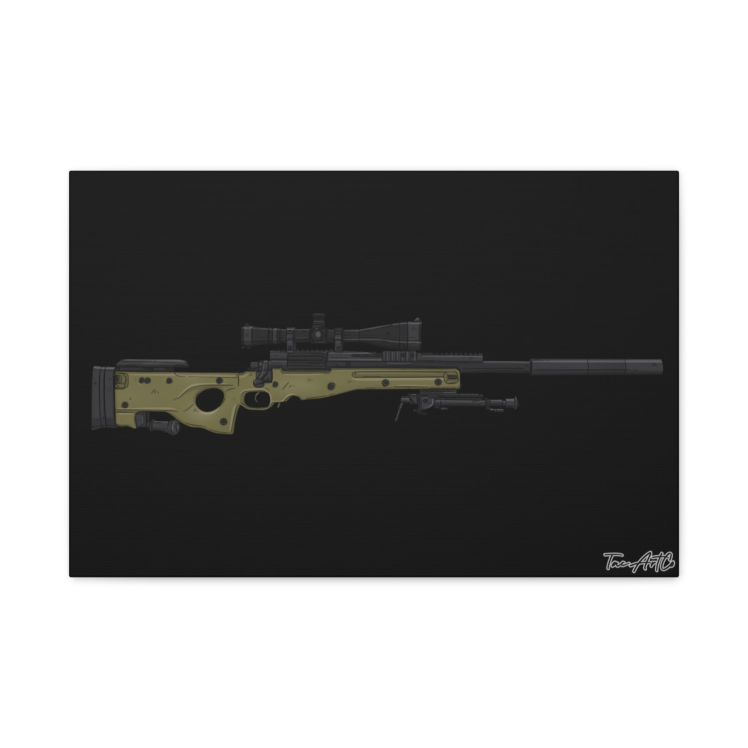M24A3 Sniper Rifle – Canvas Print (Black Background)