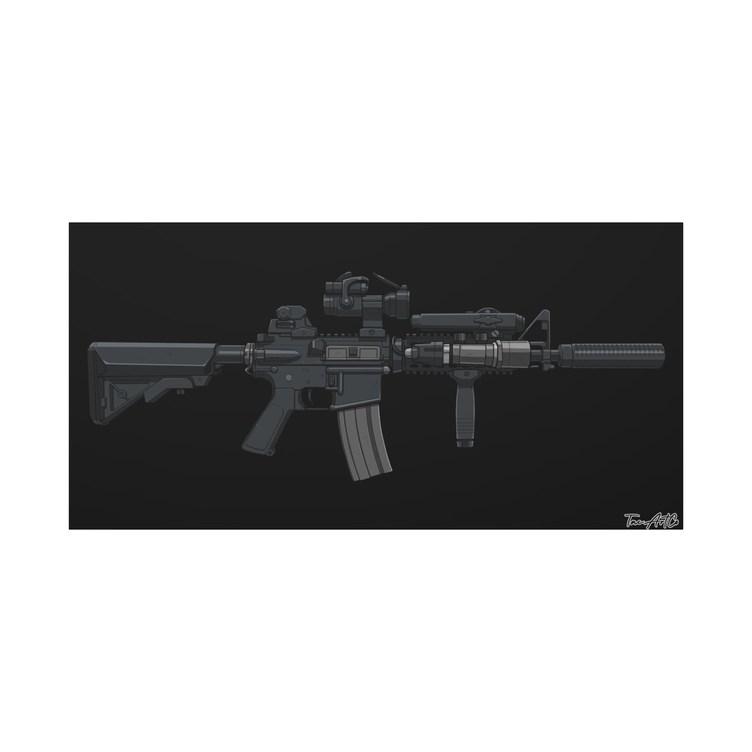 MK18 Mod 0 – CQBR Canvas Print (Black Background)