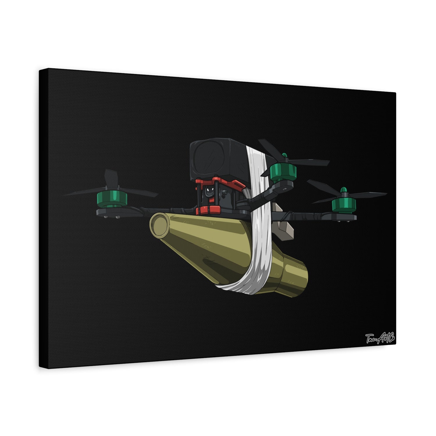 FPV Kamikaze Drone – Canvas Print (Black Background)