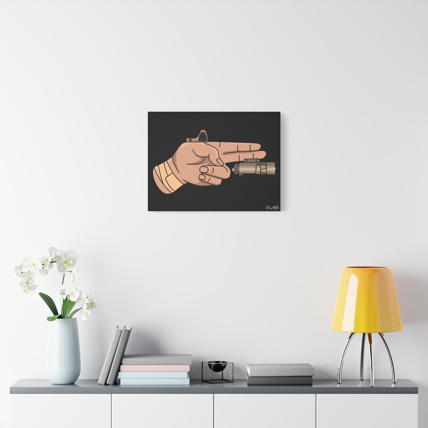 Finger Gun v1 - Canvas Print (Black Background)