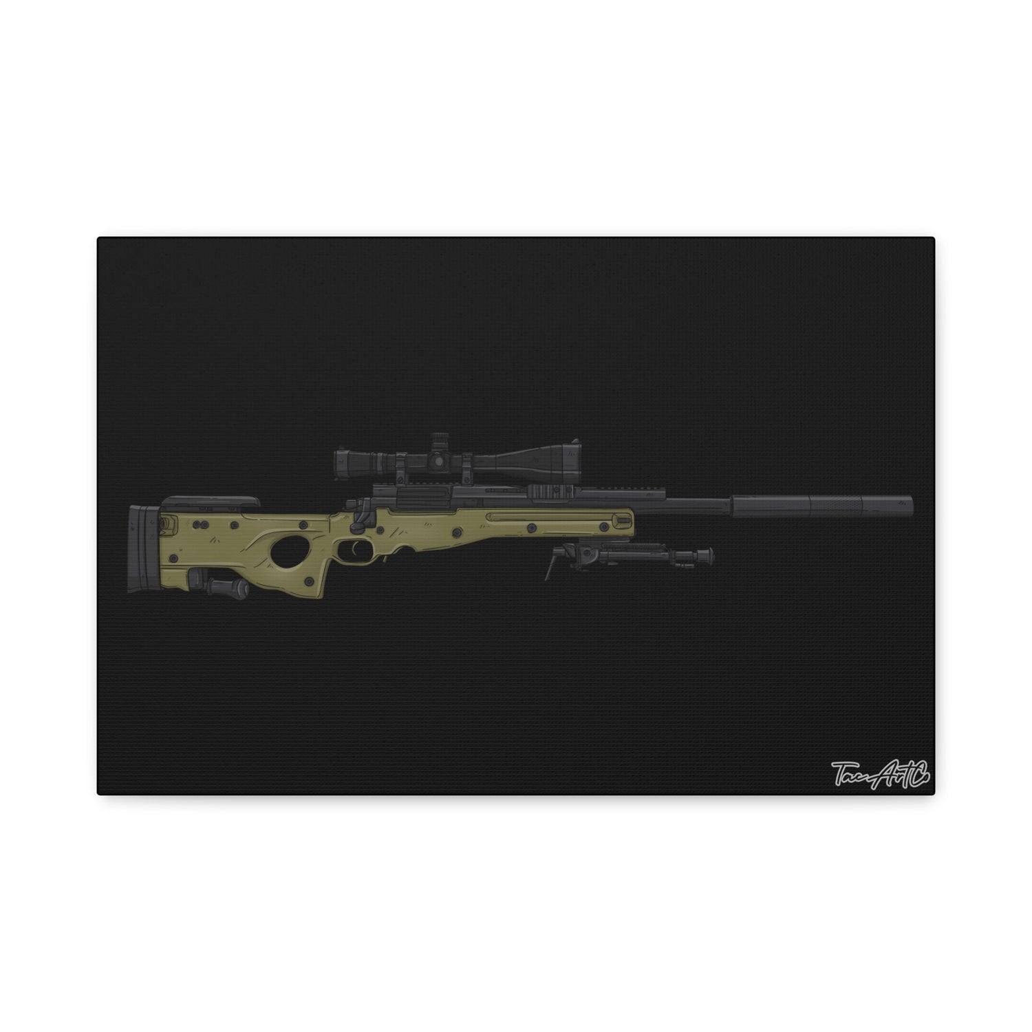 M24A3 Sniper Rifle – Canvas Print (Black Background)