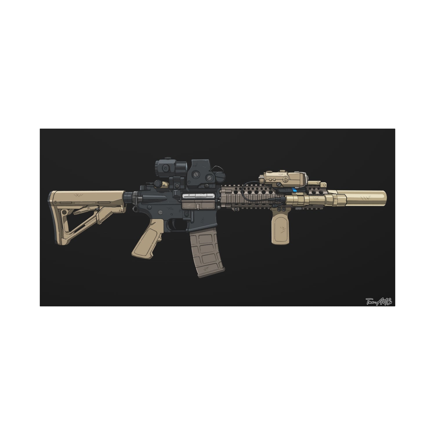MK18 – Close Quarters King Canvas Print (Black Background)