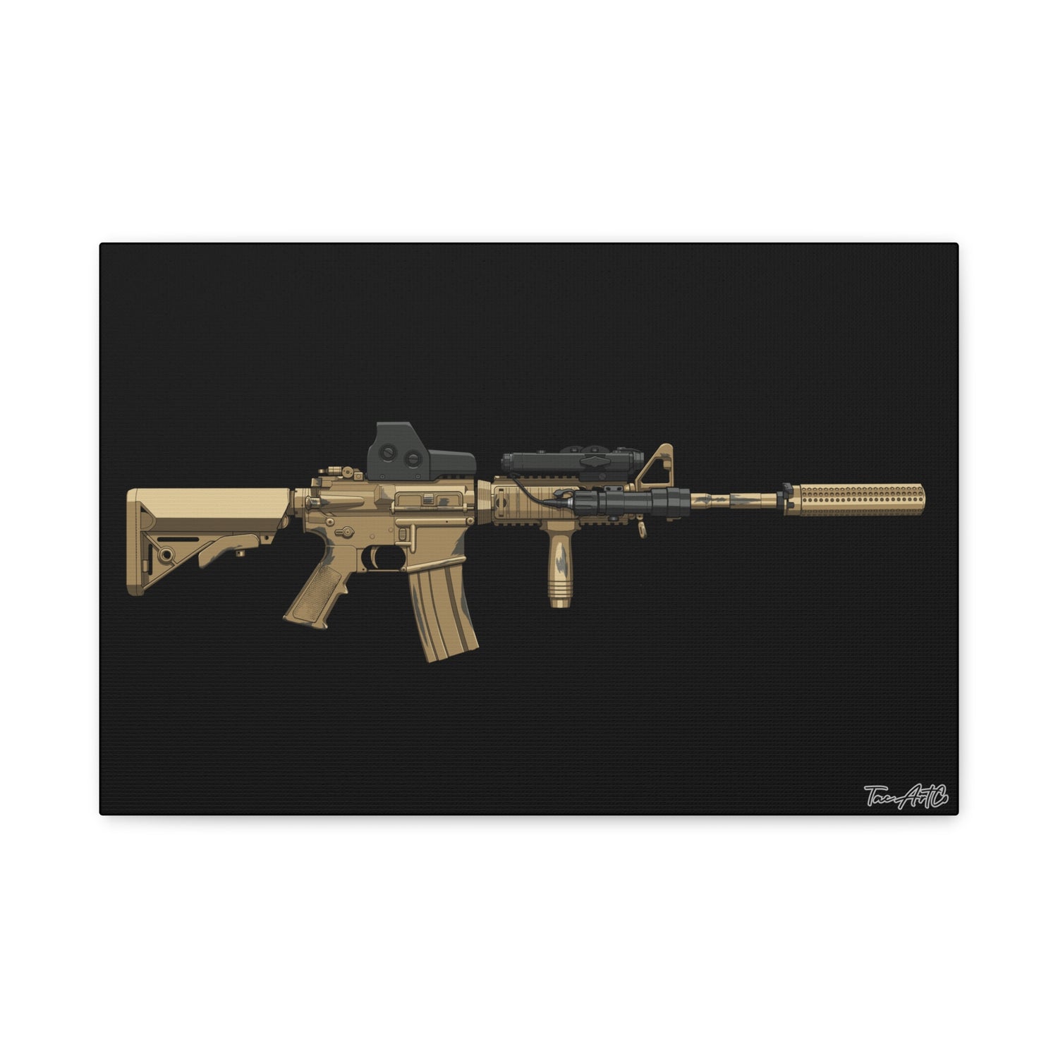 M4A1 Block 1 (Mod1) - Canvas Print (Black Background)