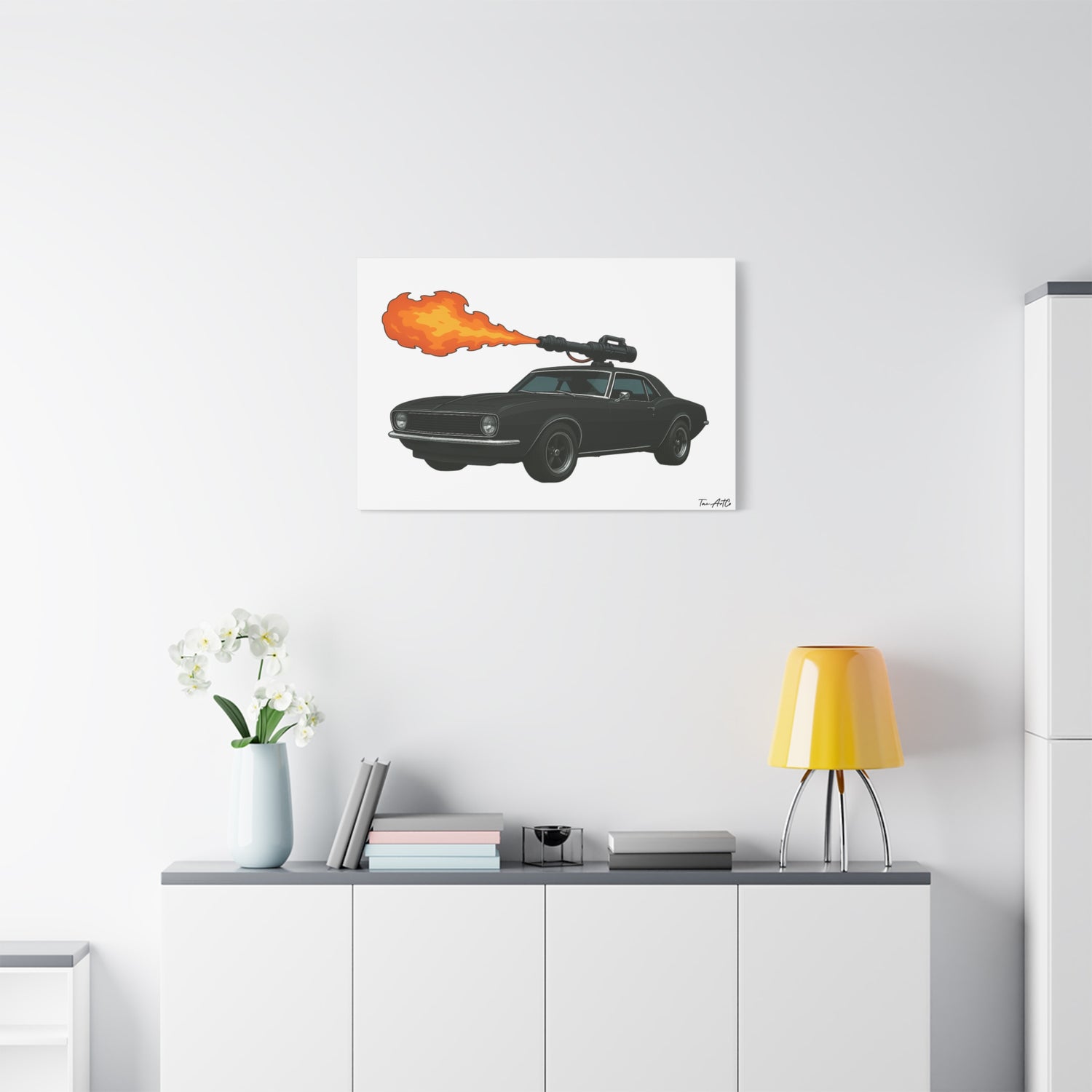 Hell on Wheels – '67 Camaro Flamethrower Rig Canvas Print