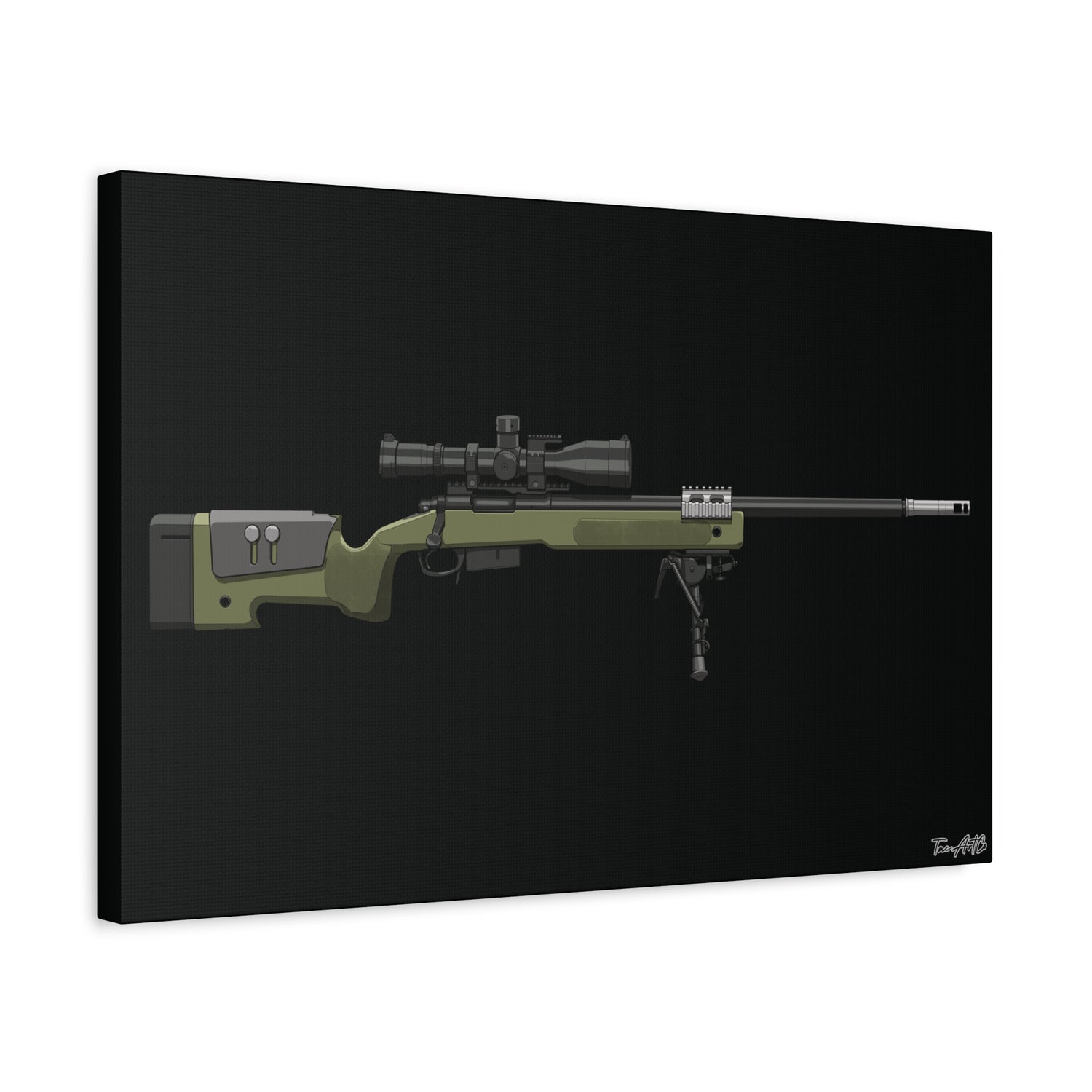 M40A5 Sniper Rifle – Canvas Print (Black Background)
