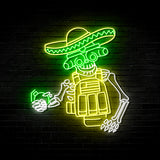 Sombrero Skeleton - Neon Sign (One Color LED)