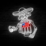 Sombrero Skeleton - Neon Sign (One Color LED)