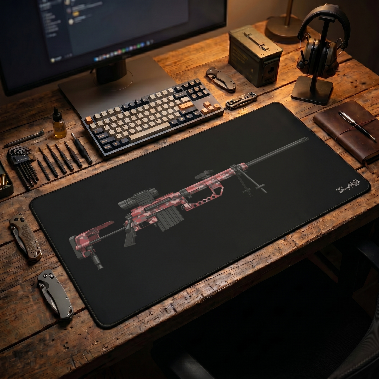 M200 Intervention Red Digital Camo - Desk Mat