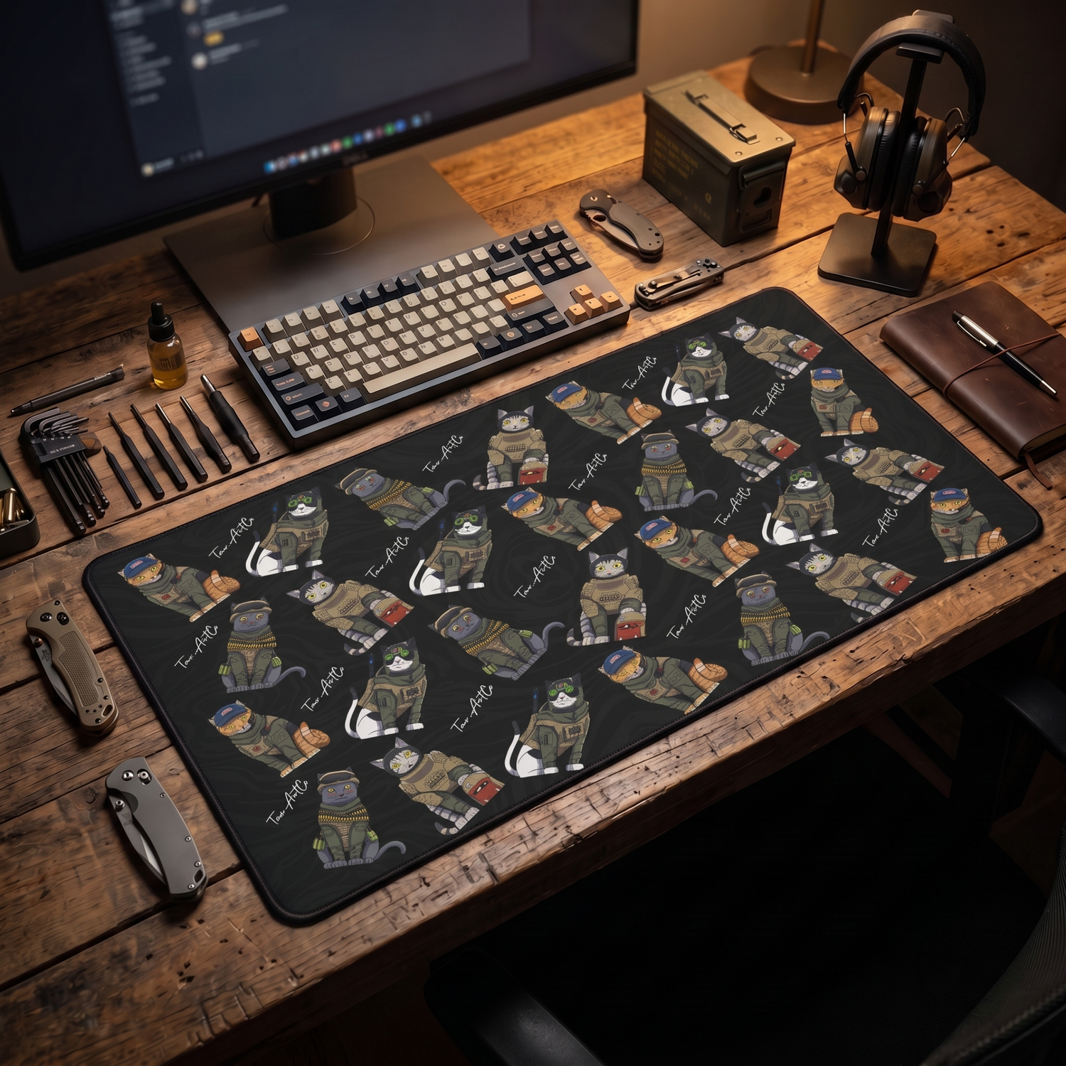 Tactical Cats Pattern - Desk Mat