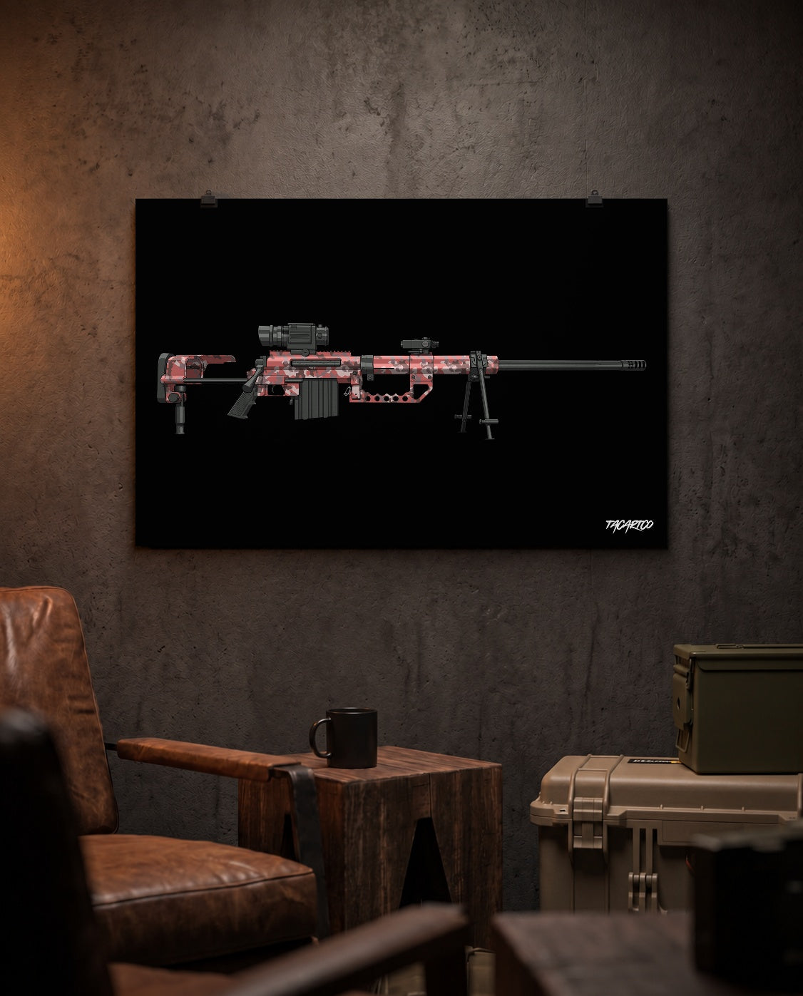M200 Intervention - Matte Poster (Black Background) in a collector workspace; display props not included