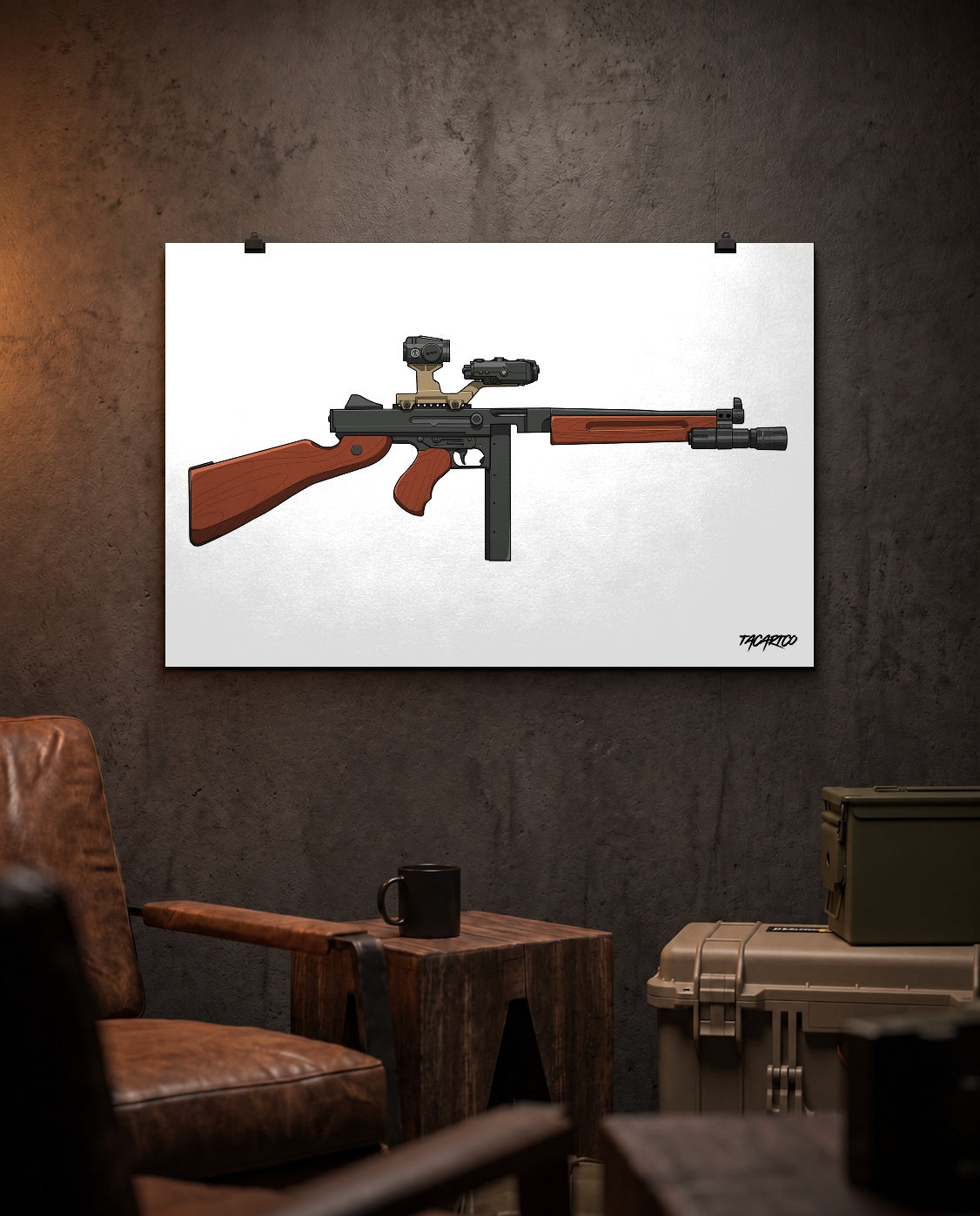 Modernized Thompson - Matte Poster (White Background) in a collector workspace; display props not included