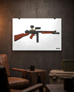 Modernized Thompson - Matte Poster (White Background) in a collector workspace; display props not included