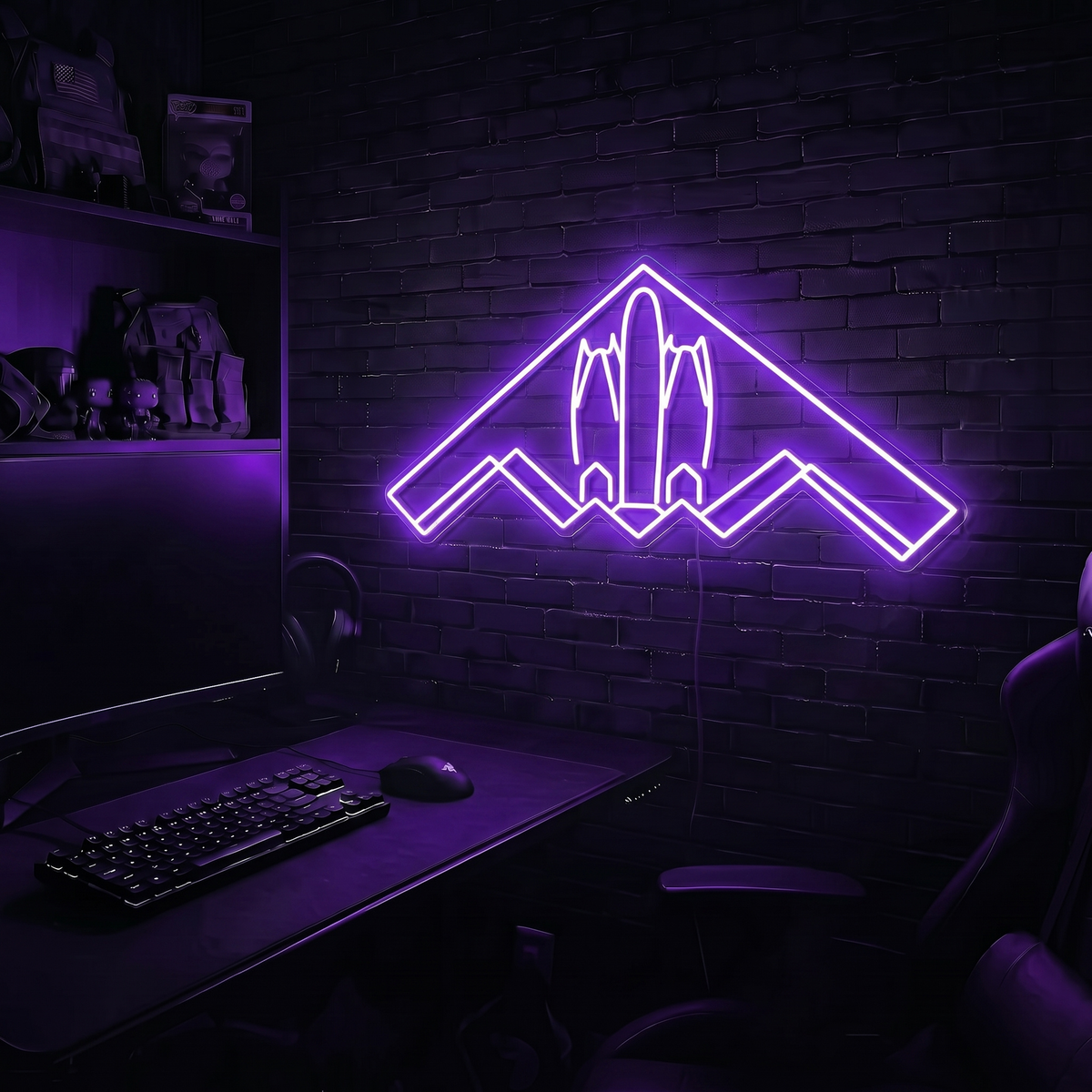 B2 Spirit Bomber v1 premium LED neon sign - Purple