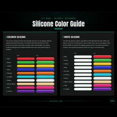 LED silicone casing color guide - colored vs white, on and off