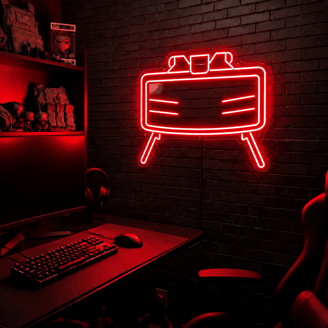 Claymore RGB LED neon sign cycling through colors
