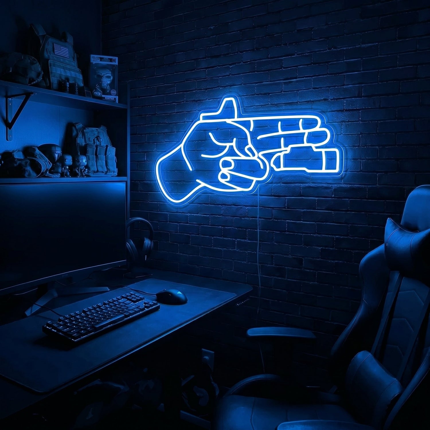 Finger Gun premium LED neon sign - Blue