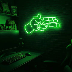 Finger Gun premium LED neon sign - Green