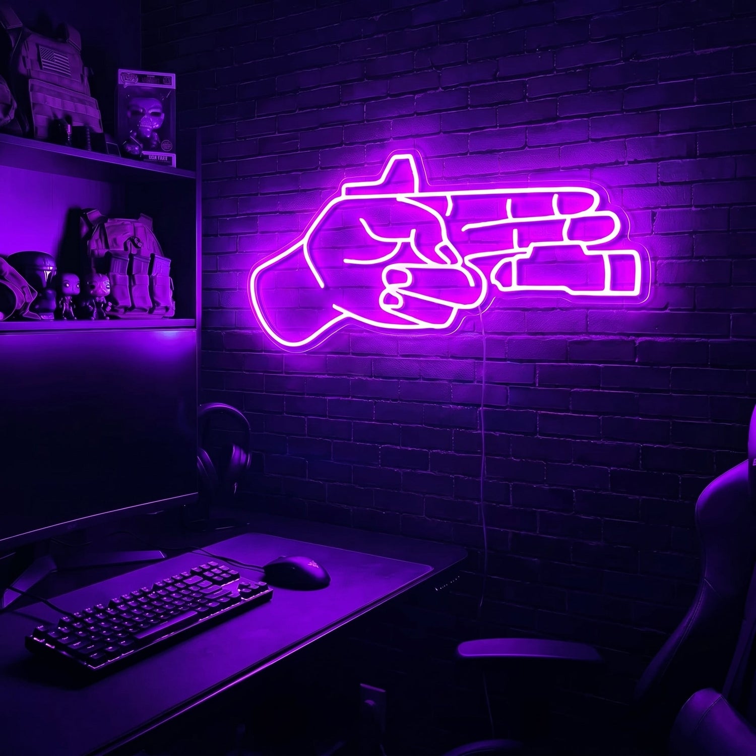 Finger Gun premium LED neon sign - Purple