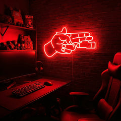 Finger Gun premium LED neon sign - Red