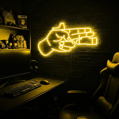 Finger Gun premium LED neon sign - Yellow
