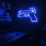 Handgun v2 premium LED neon sign - Blue