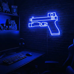 Handgun v2 premium LED neon sign - Blue