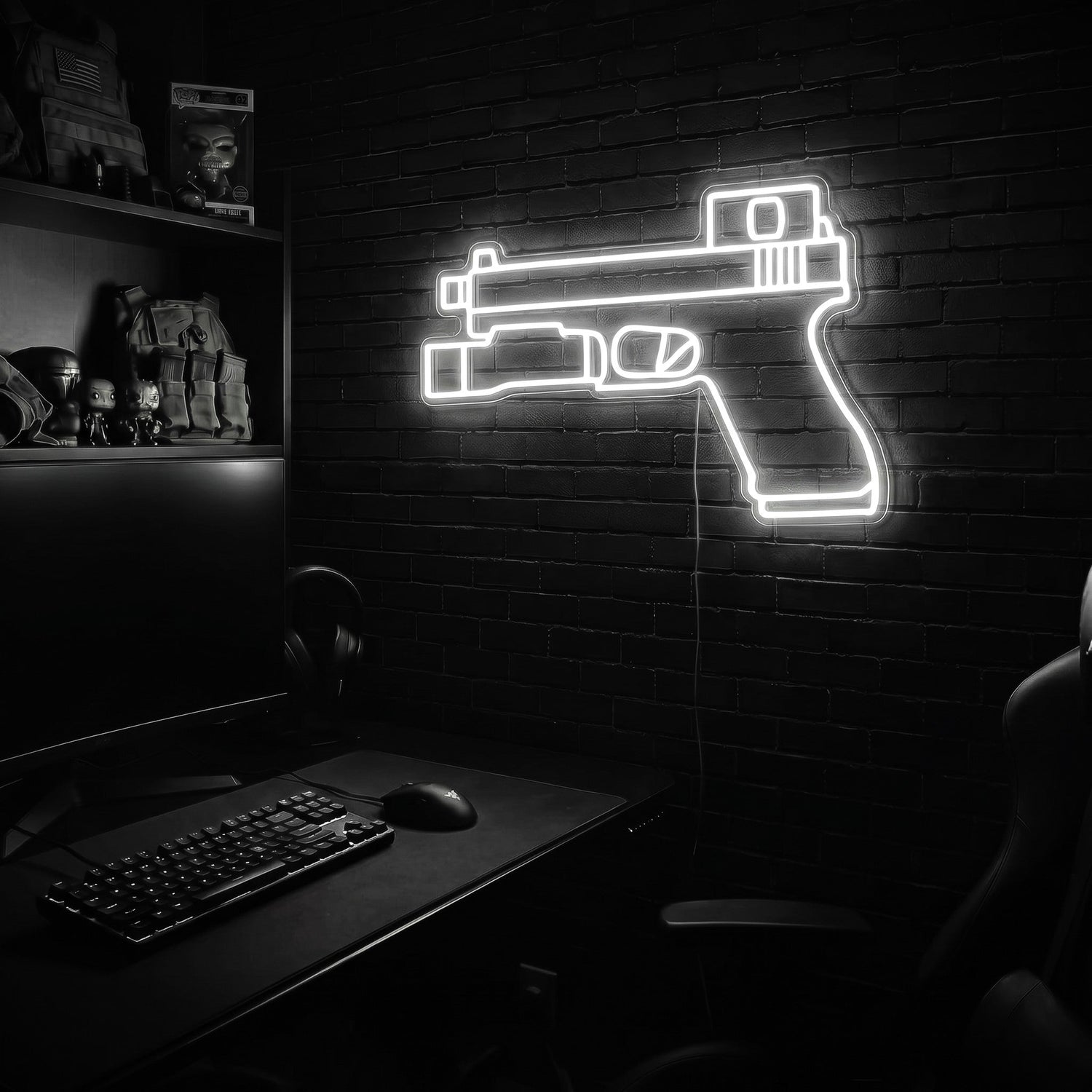 Handgun v2 premium LED neon sign - Cool White