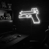 Handgun v2 premium LED neon sign - Cool White